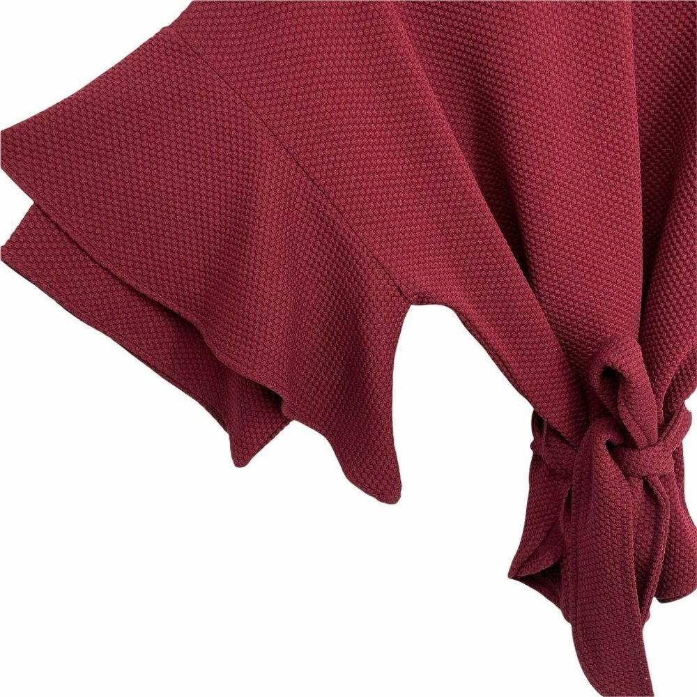Anthropologie Eva Franco Women's Laszlo Textured Knit Blouse Wine Belted Top - Picture 5 of 8